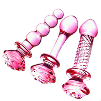 Offre Spéciale : Plug Anal en Verre Rose, Dildo, Jouets Sexuels Anaux, Perles Florales Roses en Cristal, Baguette Anale, Plug Anal en Verre en Forme de Bouton de Rose pour Femmes