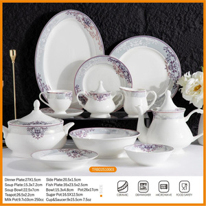 Vente directe d'usine du fabricant : Service de thé en porcelaine fine de 17 pièces avec motifs dorés, vaisselle en céramique - Product Image 6