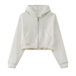 CB121-BE24156 felpe <span class=keywords><strong>con</strong></span> cappuccio da donna <span class=keywords><strong>con</strong></span> <span class=keywords><strong>cerniera</strong></span> di alta qualità da 345gsm felpe corte da donna <span class=keywords><strong>con</strong></span> <span class=keywords><strong>cerniera</strong></span> <span class=keywords><strong>con</strong></span> Logo personalizzato - Product Image 2
