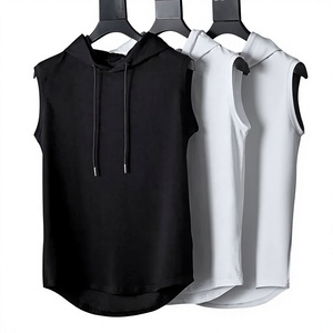 Mens Winter Activewear Workout <b>Sleeveless</b> Zipper <b>Hoodie</b> for Bodybuilding Gym - Product Image 1