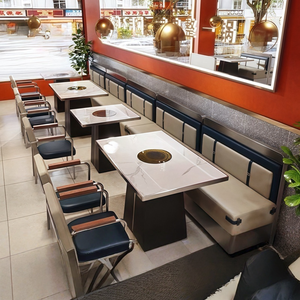 <span class=keywords><strong>Table</strong></span> <span class=keywords><strong>de</strong></span> Hot Pot en Granit Commercial avec Plaque <span class=keywords><strong>de</strong></span> Cuisson à Induction Intégrée et Barbecue Sans Fumée, <span class=keywords><strong>Table</strong></span> et Chaises Personnalisées - Product Image 2
