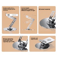 Support de téléphone et tablette rotatif tout métal BONCARTECK S587, support de bureau pliable en alliage, support paresseux pour diffusion en direct, vente en gros