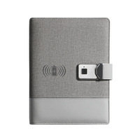 Carnet de notes en cuir PU personnalisé avec fonction de charge sans fil, support de téléphone, câble 3 en 1, cadeau promotionnel d'entreprise