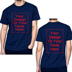 Camiseta de Algodón Azul Marino para Hombre, Manga Corta, Cuello en V, Corte Regular, Color Sólido, Estampado Personalizado, Ropa Casual, Diseño con Logotipo Frontal, Transpirable - Product Image 1