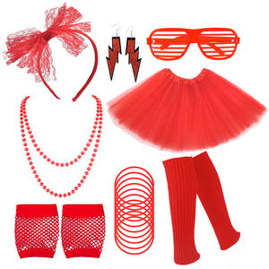80S classique dames habiller néon collier stores lunettes boucles d'oreilles résille gant jambe couverture <span class=keywords><strong>Tutu</strong></span> jupe costume - Product Image 4