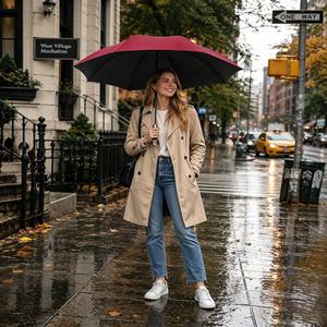 Custom Logo Automatic Straight Handle Automatic Umbrella Long Handle <b>Large</b> Canopy <b>Extra</b> Strong Pongee Fabric <b>Printed</b> Umbrella - Product Image 2