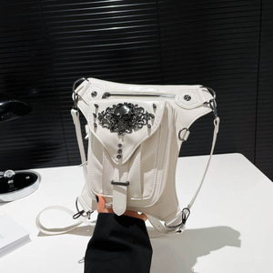 Bolso de Pierna Gótico Punk Personalizado de Cuero Patentado con Decoración de Calavera, Riñonera Multifuncional para OEM ODM - Product Image 4