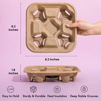 Plateaux porte-gobelets en fibre de pulpe pour 2 tasses, porte-gobelets biodégradable, porte-gobelets jetable pour la livraison