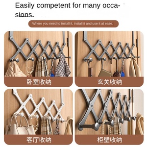 Appendiabiti Retrattile <span class=keywords><strong>in</strong></span> <span class=keywords><strong>Metallo</strong></span> <span class=keywords><strong>da</strong></span> Porta, Gancio <span class=keywords><strong>Portachiavi</strong></span> <span class=keywords><strong>in</strong></span> Acciaio Inox, Organizzatore per Cappotti, Accappatoi e Asciugamani - Product Image 2