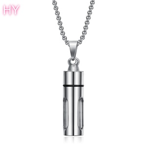 Kalung Wadah Abu Kremasi Hewan Peliharaan Anjing, Silinder Baja Anti Karat Berlapis Perak Poles Tinggi Trendy Poya, Dapat Dikustomisasi - Product Image 1