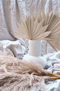Petite décoration en feuilles <span class=keywords><strong>de</strong></span> palmier séchées blanches, éventail à <span class=keywords><strong>main</strong></span> en feuilles <span class=keywords><strong>de</strong></span> palmier - Product Image 4