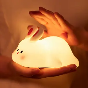 EGOGO Big Face Rabbit Night Light Rechargeable Touch Lamp 3 Levels Brightness Bunny Lamp Toys For Kids Bedroom Warm White