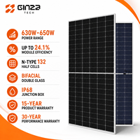 Panneaux solaires bifaciaux à demi-cellules de type N à double vitrage 635W, rendement 24,1%, pour projets EPC de modules d'énergie renouvelable en vrac