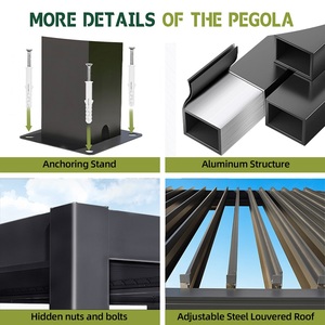 Gazebo de Aluminio Multifuncional con Techo de Láminas Impermeable, Ecológico y Personalizable para Exteriores, Balcón, Cocina, Jardín - Product Image 2