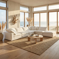 Ensemble de canapés modernes de luxe blancs, sur mesure, en tissu, en forme de L, modulaires, pour salon, directement de l'usine de meubles