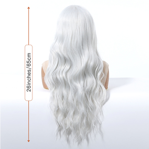 Miễn Phí Phong Cách 13X6 Ren Tóc Giả Trong Tương Lai Sợi Tổng Hợp Tự Nhiên Sóng Xoăn Tóc Giả Cảnh Thực Hình Ảnh Mật Độ Cao Tinh Khiết Màu Trắng Màu Xám Tóc Giả - Product Image 4