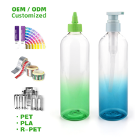 Bouteilles en plastique de 500 ml avec dégradé de couleur, flacon vide en PET pour lotion corporelle, emballage cosmétique, conforme REACH et FSSC