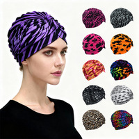 Chapeau ethnique transfrontalier à imprimé léopard, turban indien pour hommes et femmes, chapeau arabe, couvre-chef à motif cachemire et zèbre