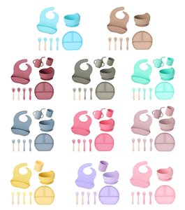 Juego de alimentación para bebés al por mayor con descuento de fábrica: Plato y tazón con ventosa, cuchara y tenedor, babero ajustable, sin BPA, apto para alimentos. - Product Image 2