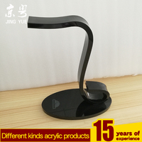 Support de casque de jeu moderne en acrylique noir, vertical, autoportant, poli, durable, style luxueux, présentoir pour écouteurs