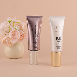 在庫40mlピンクPE + アクリルチューブ白液体ファンデーション容器黄色空気ポンプ付き日焼け止めチューブ - Product Image 1