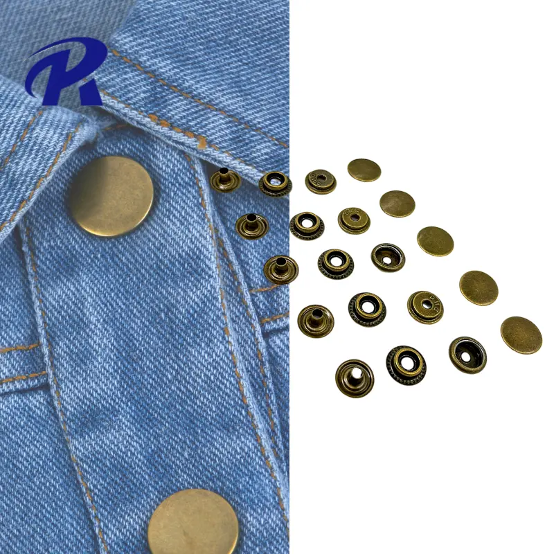डाउन जैकेट मेटल स्नैप बटन के लिए उच्च गुणवत्ता अनुकूलित लोगो डिज़ाइन गोल आकार