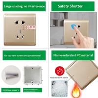 Interrupteurs et prises Schneider, série Fengshang Gold-panel, grand format, type 86, encastrés, ports USB intelligents, usage domestique, montage mural