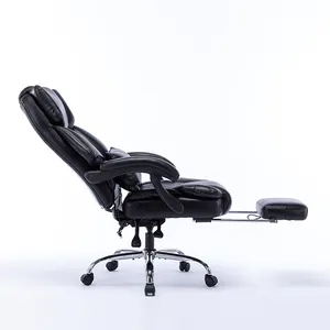 Luxury Soft Ergonomic Office Furniture Executive Recliner Boss Chairs Luxury Black PU Leather Office Chair With Footrest