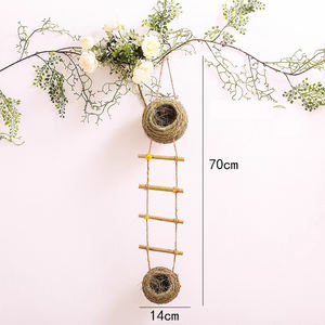 Oggetto decorativo realizzato con piante di corda di canapa in legno nido di uccelli intrecciati a mano in stile minimalista - Product Image 4