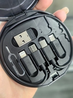 Kit de Cable de Carga USB 6 en 1, Estuche de Almacenamiento Redondo Portátil, Adaptador OTG de Viaje Tipo C Micro USB con Pin y Ranura para Tarjeta SIM