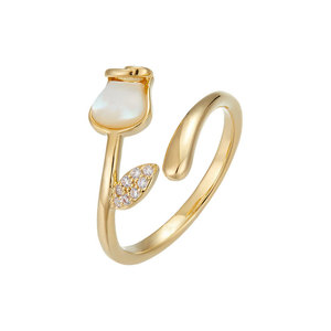Natural Seashell Tulip Open <b>Ring</b> Micro Inlaid Flower Index <b>Finger</b> <b>Ring</b> For Women Gift Jewelry - Product Image 5
