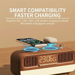 Nouveau produit unique 2026 à vendre en ligne : Enceinte musicale rétro 5-en-1 avec alarme, lampe d'ambiance, <span class=keywords><strong>radio</strong></span> et <span class=keywords><strong>chargeur</strong></span> pour téléphone et écouteurs - Product Image 4