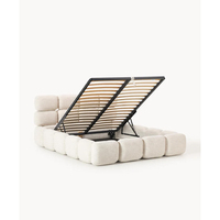PZCN HOME Lits doubles modernes en bois rembourrés Lits jumeaux Lit de rangement pour enfants Cadre de lit queen size Meubles de chambre à coucher