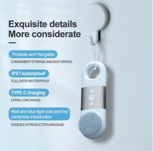 <span class=keywords><strong>Brosse</strong></span> <span class=keywords><strong>nettoyante</strong></span> faciale en silicone LED chaude et froide, étanche, exfoliation douce, nettoyage des pores, nettoyage en profondeur, soin des lèvres et du nez, US/UK - Product Image 2