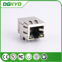 Connecteur RJ45 femelle modulaire Ethernet à port unique pour moulage par injection, en polyester PA46, compatible LED