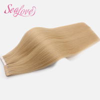 Extensions de cheveux vierges blondes lisses de qualité supérieure, double trame, à bandes adhésives, vente en gros d'usine