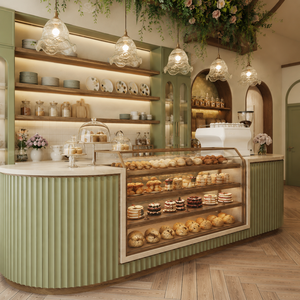 Comptoir de présentation de boulangerie sur mesure, mobilier moderne pour boulangerie, fournisseur d'ameublement commercial pour boulangerie - Product Image 4