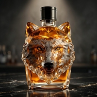 Decantador de Whisky de Vidrio de Borosilicato de Alta Calidad con Diseño de Cabeza de Lobo, Set de Regalo al por Mayor