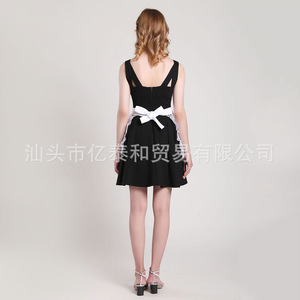 <b>White</b> Apron With <b>Lace</b> Trim Adjustable Waist Midi Skirt European Style Maid Outfit For Women - Product Image 4