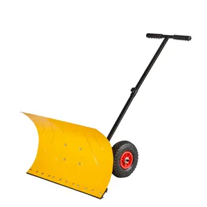Manufacturer Wheeled Snow pusher with adjustable handle push snow shovel and carbon steel made