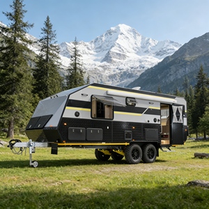 Remorque de camping tout-terrain personnalisable OEM, mini <span class=keywords><strong>caravane</strong></span> multifonctionnelle à <span class=keywords><strong>double</strong></span> essieu pour les voyages en famille et le camping - Product Image 2