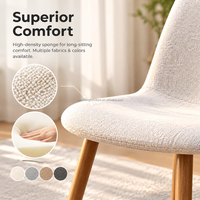 Chaise de salle à manger moderne en tissu avec dossier incurvé, assise rembourrée et pieds coniques couleur bois pour restaurant, café, maison