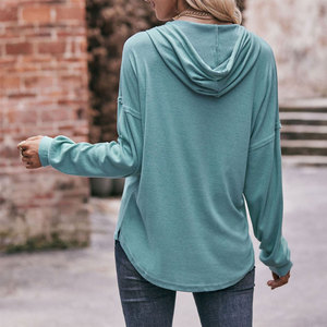 Đa năng 7-màu sắc thể hiện cộng với kích thước của phụ nữ hoodie sexy v-cổ lỏng và thoải mái Thiết kế thời trang - Product Image 4