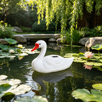 Décoration de piscine en forme de cygne flottant solaire et répulsif pour animaux - Étanche IP66 avec éclairage LED chaud, art flottant réaliste pour le jardin
