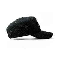 Gorras de Béisbol Deportivas de 5 Paneles con Logotipo Personalizado, Gorras Negras con Relieve Ajustables, Gorras AB
