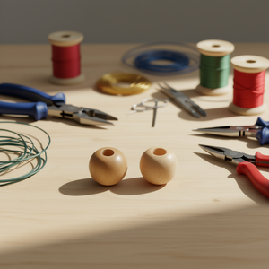 Perline in legno Ilan da 35 mm con foro grande per accessori artigianali - Product Image 2