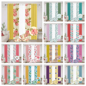 Cortinas Modernas Baratas al por Mayor, Cortinas Opacas de Seda Sintética Estampadas para Ventanas, 8 Piezas, con Cojines, Listas para Usar, para Ventanas de Sala de Estar - Product Image 2