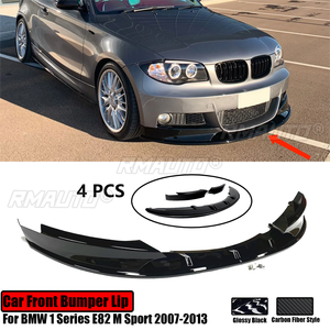For BMW 1 Series E82 M Sport 2007-2013 Car Front Bumper Lip Side Spoiler <b>Splitter</b> Cover Trim Glossy Black Carbon Fiber Style - Product Image 1