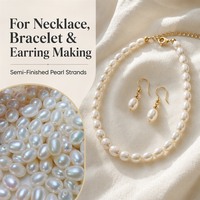 Perles de culture d'eau douce naturelles en gros, blanches et roses, ovales, forme riz, en vrac, percées, sur fil