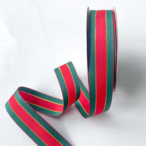圣诞红绿金条纹丝带，节日礼品包装花束装饰丝带，适合圣诞节和新年 - Product Image 5